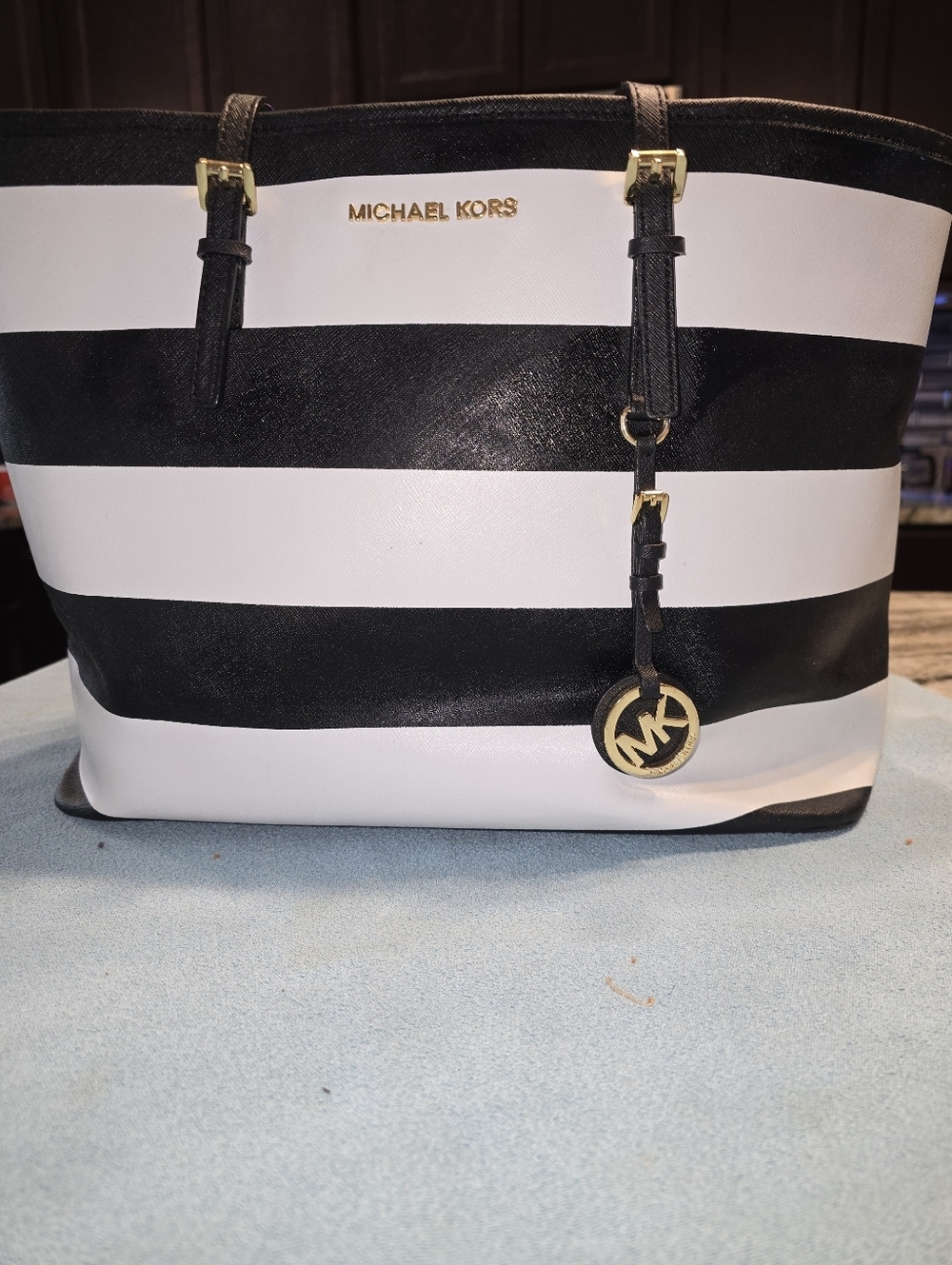 Michael Kors Large Jet set Striped Leather Tote - Picture 6 of 8